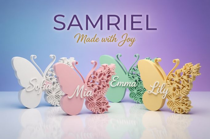 Personalisierter 3D Schmetterling mit Namen – Made with Joy ✨