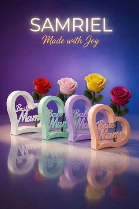 Personalisierbares 3D Herz "Beste Mama" mit Blumenhalter ✨